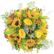 With the spirit of summer in full bloom, this bouquet captures the golden essence of Brent Cross-inspired by the vibrant community gardens and sunlit paths of North London. Brilliant sunflowers radiate joy from the center, their rustic brown hearts surrounded by petals as vibrant as noon sunlight. Embracing them, yellow roses blossom in creamy waves, filling the bouquet with a soft, inviting scent. Wispy sprays of fern and goldenrod line the rim, conjuring the feel of wildflower meadows on a quiet morning in Brent Cross Park. Vivid orange blossoms and clusters of red berries interject lively notes of contrast, ensuring enchanting discovery with every glance. Threaded throughout, silvery eucalyptus leaves add a whisper of cool calm. Designed as an uplifting gesture for birthdays, get-well wishes, or as a heartfelt centerpiece, this arrangement brings together colour, fragrance, and a touch of North West London's natural beauty. Every stem is chosen for its freshness and placed with care, making it a true tribute to Brent Cross Flowers' dedication to their local community.