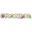 This image shows a long funeral flower tribute spelling the word GRANDPA in large, upright capital letters, arranged neatly in a row against a plain white background. Each letter is completely covered in fresh white chrysanthemums, the flower heads packed so tightly together that they form a deep cushion of petals, giving a soft, full, and very refined look. The chrysanthemums' tiny, layered petals create a gentle texture that feels calm and comforting, a common choice for sympathy tributes. A thin band of pale lavender ribbon circles the base of every letter, the soft lilac edging peeking out beneath the blooms and helping to outline each shape without overpowering the white. Dark green support bars link the letters from behind, holding the tribute together so it can be carried and placed with ease at a church, crematorium, or graveside around Brent Cross.   

Splashes of colour are thoughtfully positioned to add warmth and individuality. On the 'G' and the 'D', glossy red anthuriums stand out clearly, their heart-shaped, almost wax-like spathes and upright yellow spadices resting in clusters of deep green foliage with small touches of purple filler flowers. These bold red accents suggest love and admiration. The first 'A' and the final 'A' are decorated with elegant sprays of yellow-green orchids, their slender petals and detailed centres arranged among fresh leaves, bringing a modern, sophisticated feel. Altogether, the tribute feels serene yet personal, a bespoke GRANDPA floral design that would suit a funeral or memorial service for a treasured grandfather from the Brent Cross community.